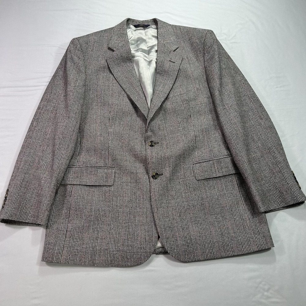 Brooks Brothers 346 Blazer Mens 44R Gray Check Wool Sport Coat Jacket Classic